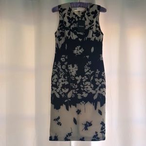 DKNY Semi-formal Dress, Size 4, Black and really light cream with floral print.